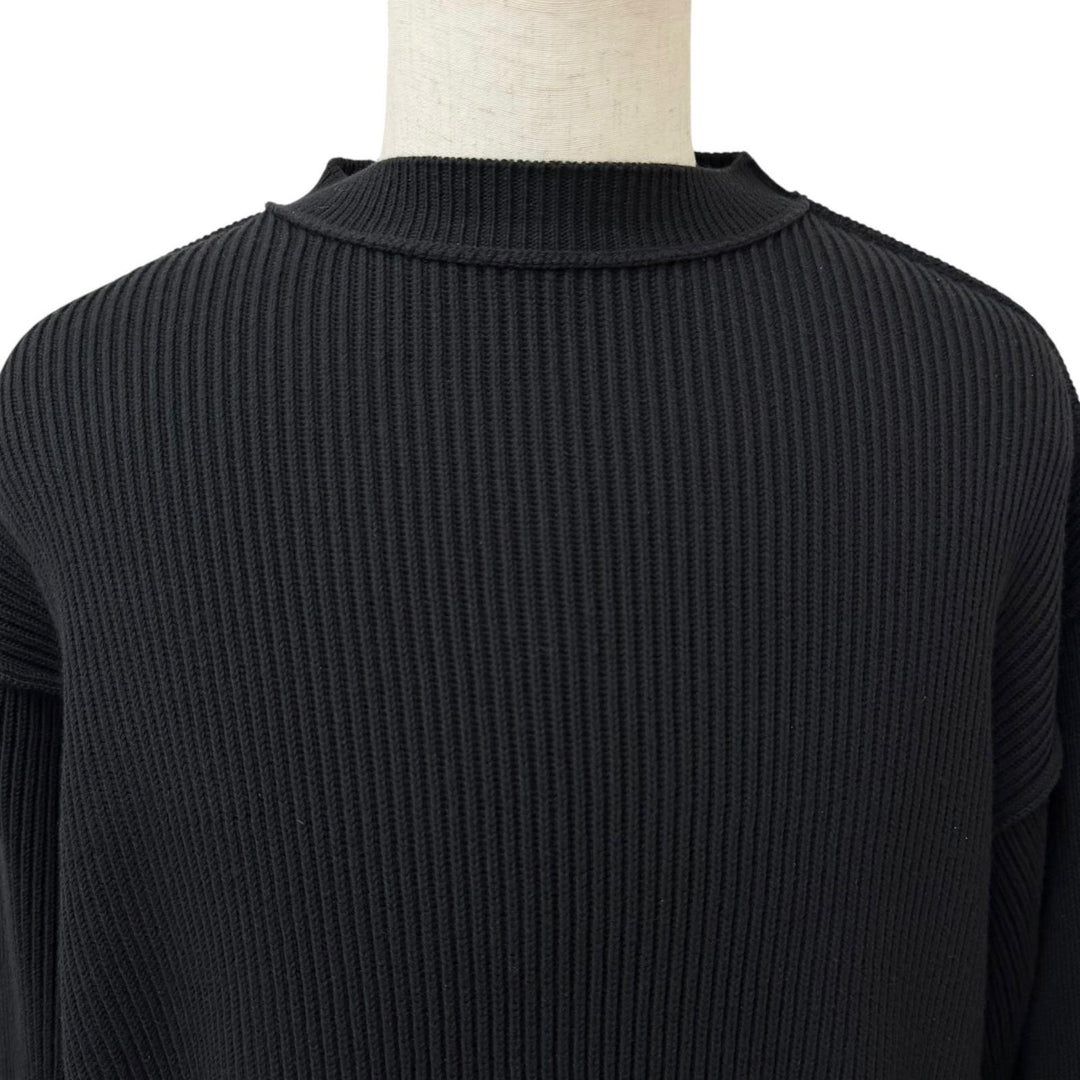 Excellent BALENCIAGA sweater Oversized ribbed knit black cotton mens XS 812125