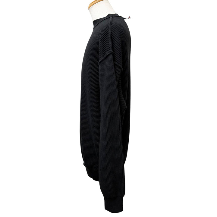 Excellent BALENCIAGA sweater Oversized ribbed knit black cotton mens XS 812125