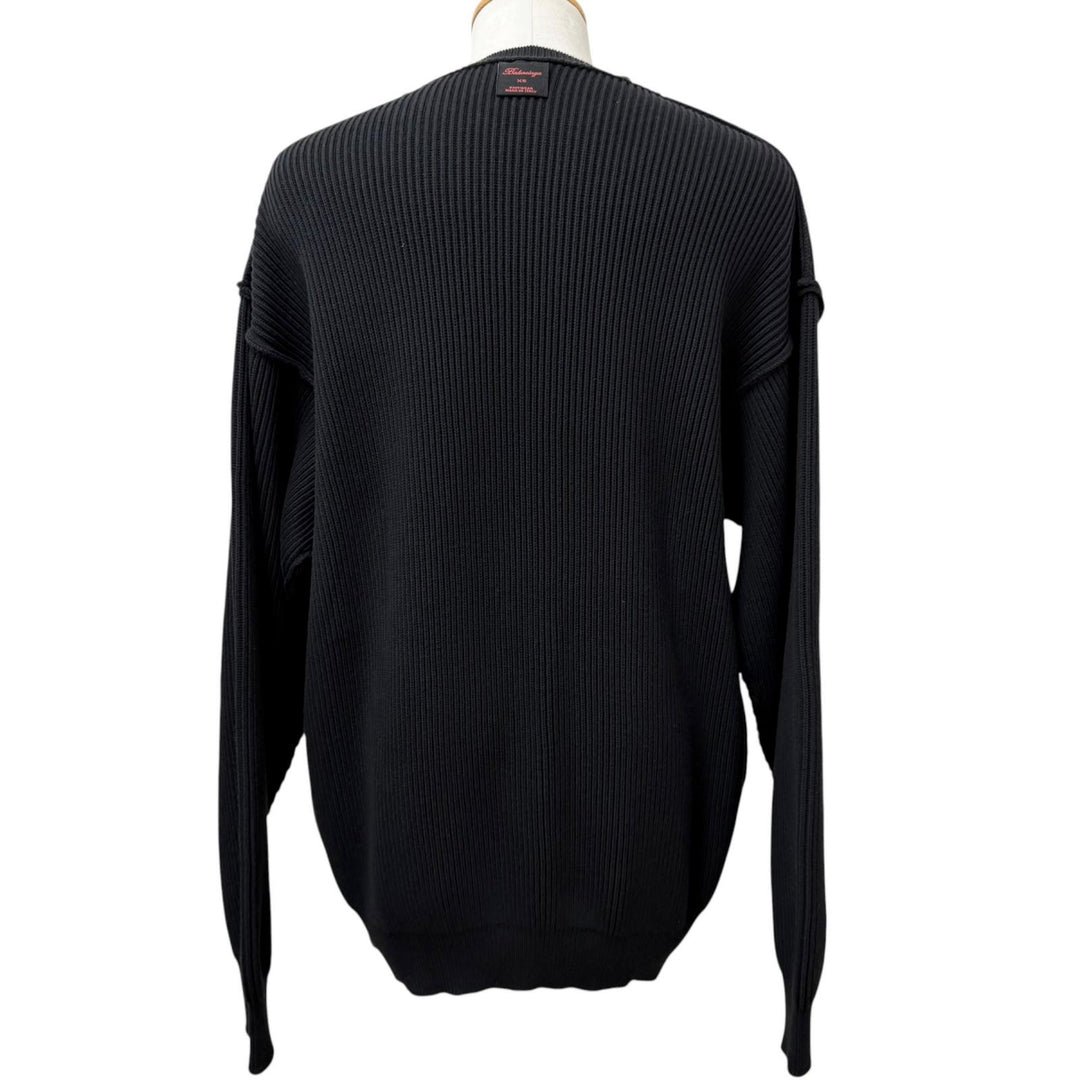 Excellent BALENCIAGA sweater Oversized ribbed knit black cotton mens XS 812125