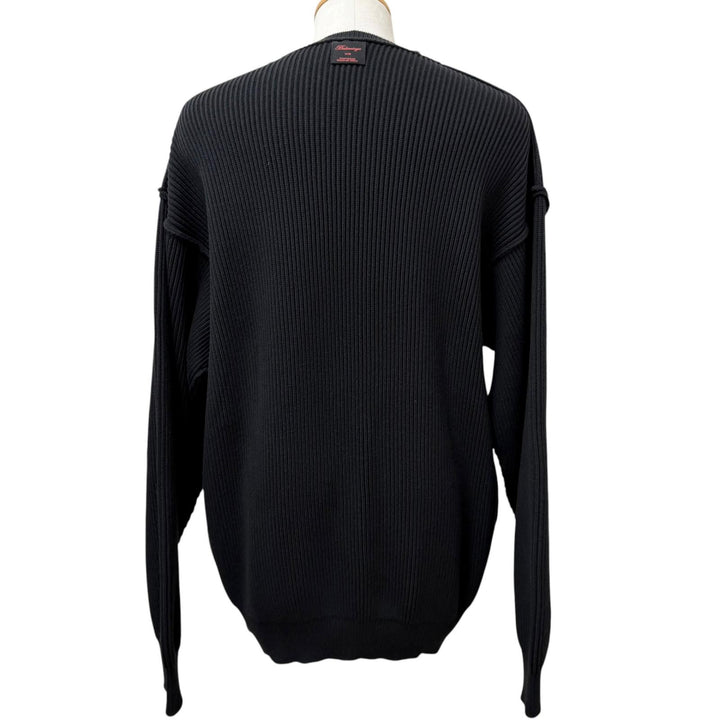 Excellent BALENCIAGA sweater Oversized ribbed knit black cotton mens XS 812125