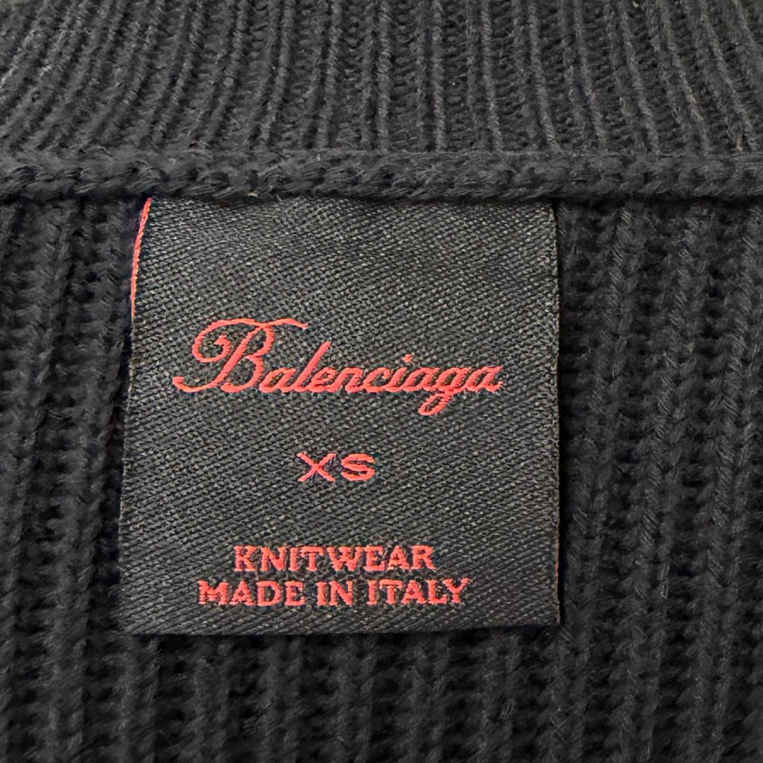 Excellent BALENCIAGA sweater Oversized ribbed knit black cotton mens XS 812125