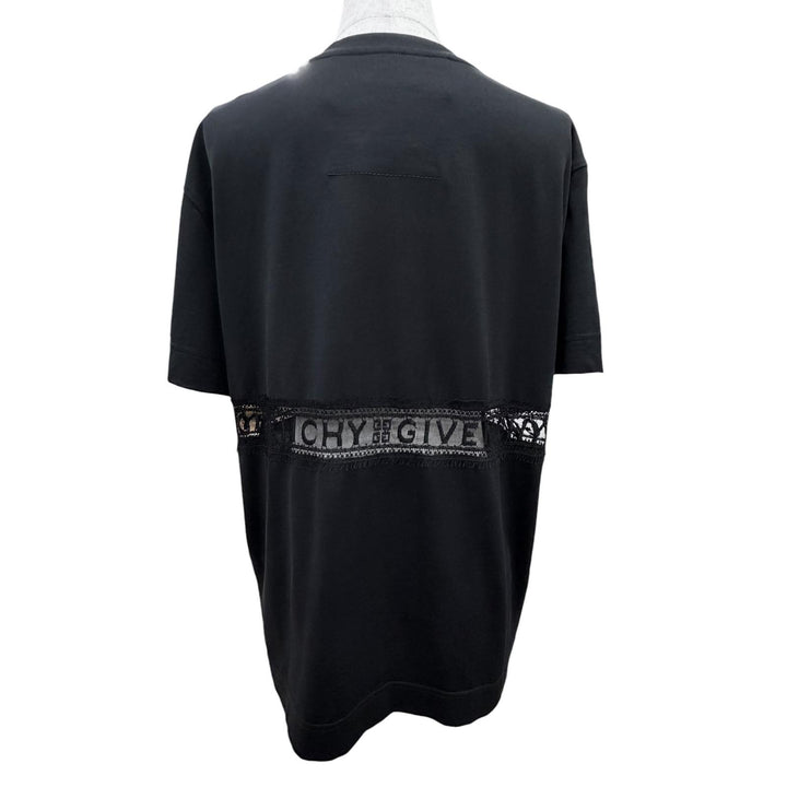 Excellent GIVENCHY Short sleeve T-shirt Logo lace detail black M BW709T3Z7Z