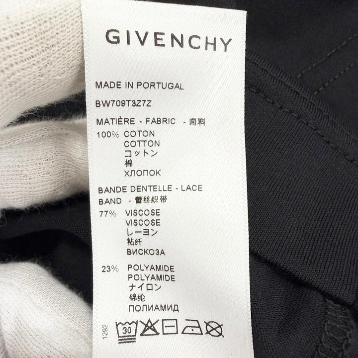 Excellent GIVENCHY Short sleeve T-shirt Logo lace detail black M BW709T3Z7Z