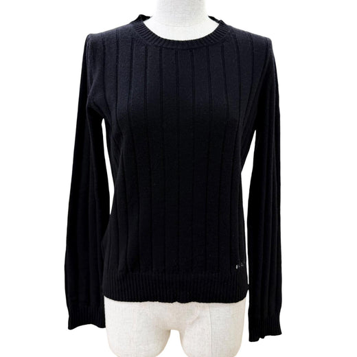 Great PRADA knit Cashmere blend logo embroidered long-sleeved black 38 P24M26