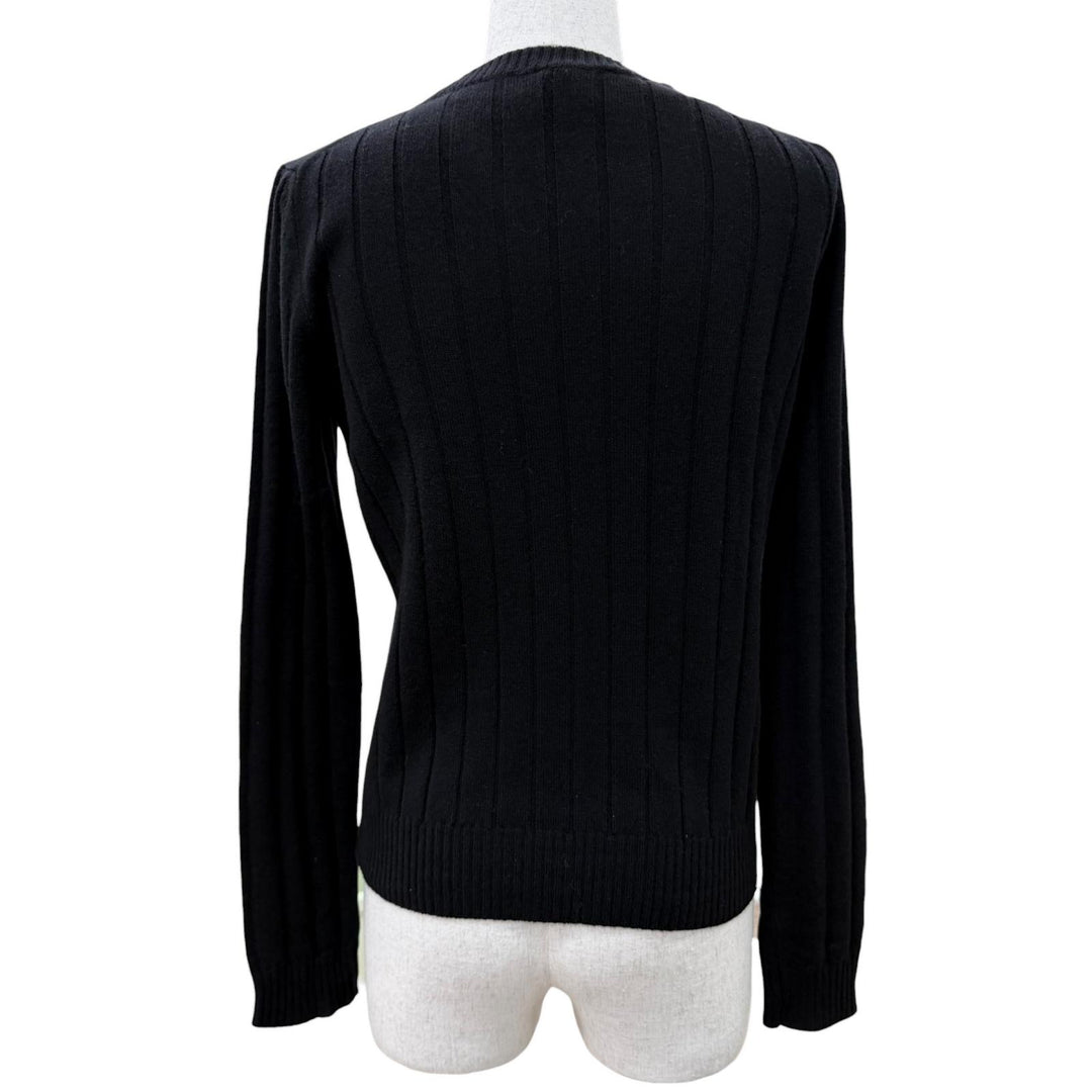Great PRADA knit Cashmere blend logo embroidered long-sleeved black 38 P24M26