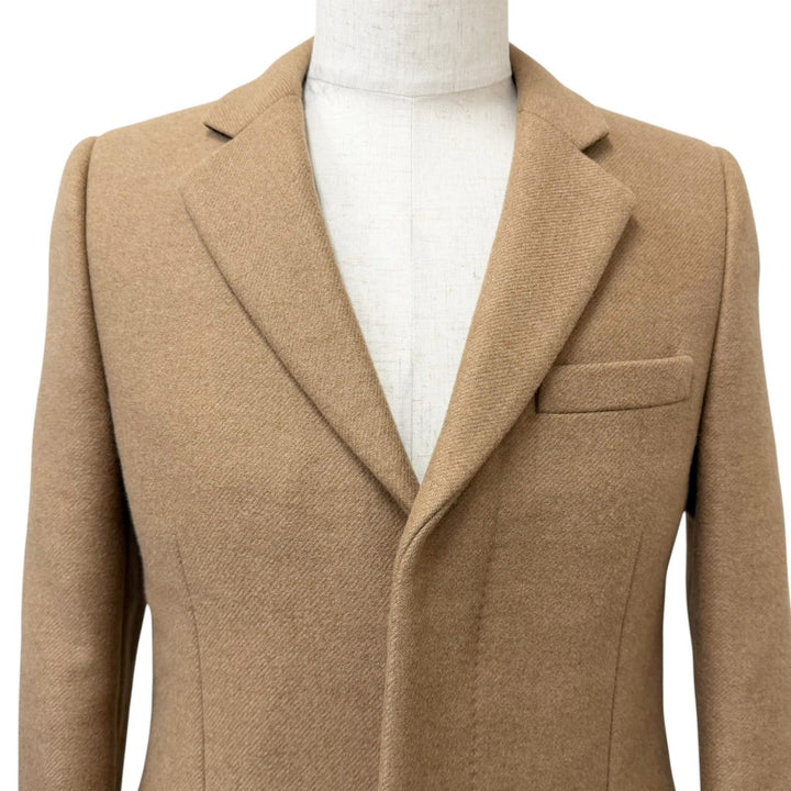 Great SAINT LAURENT PARIS Chester coat Fly-front placket beige Camel