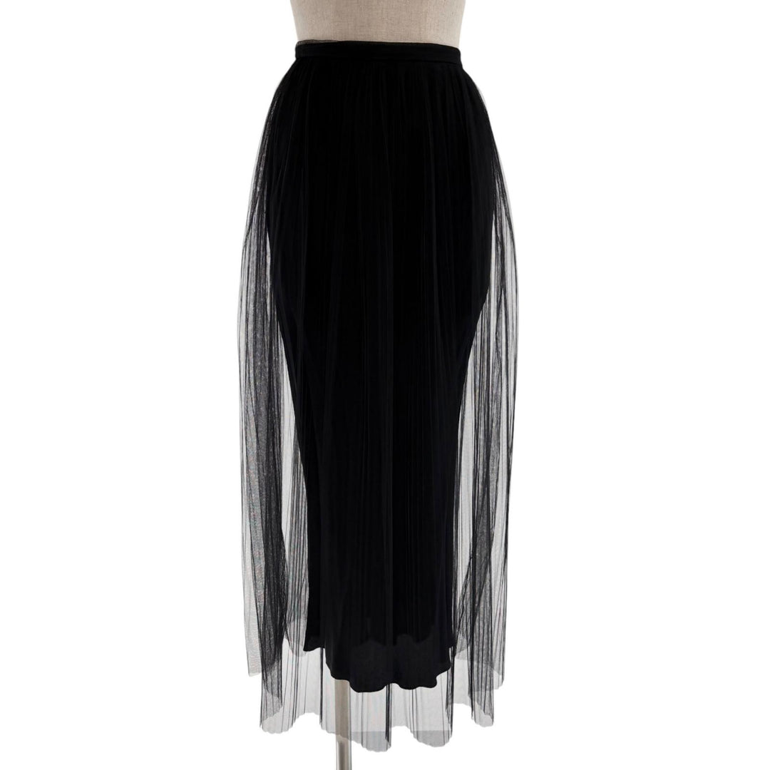 Excellent Maison Margiela 1 1 metallic pleated maxi skirt black 36 S51MA0347
