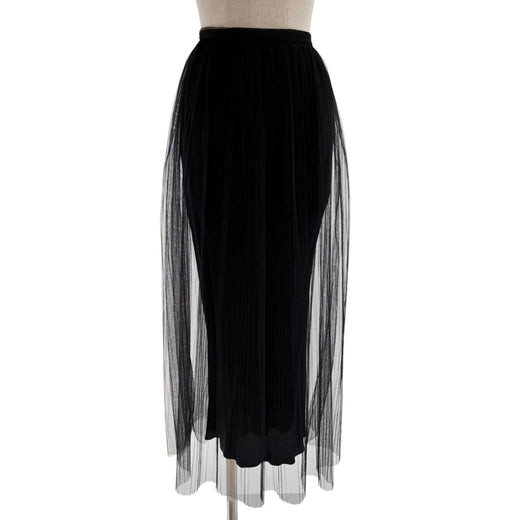 Excellent Maison Margiela 1 1 metallic pleated maxi skirt black 36 S51MA0347