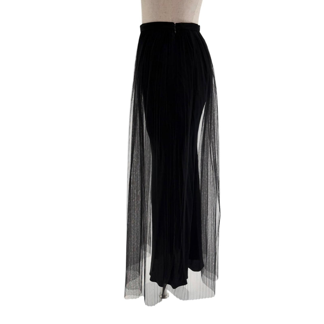 Excellent Maison Margiela 1 1 metallic pleated maxi skirt black 36 S51MA0347
