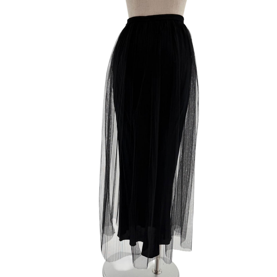 Excellent Maison Margiela 1 1 metallic pleated maxi skirt black 36 S51MA0347