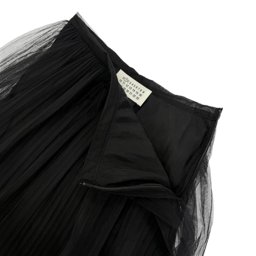 Excellent Maison Margiela 1 1 metallic pleated maxi skirt black 36 S51MA0347