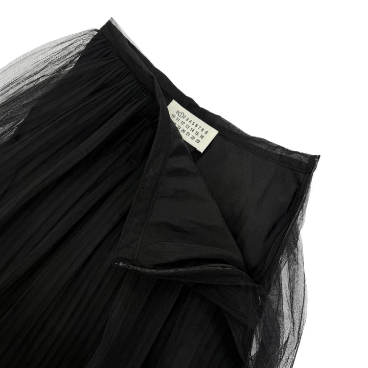 Excellent Maison Margiela 1 1 metallic pleated maxi skirt black 36 S51MA0347