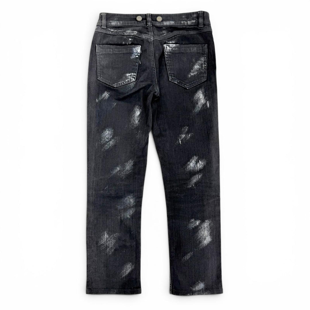 Great CHANEL Denim pants COCO Button Skinny Jeans black 36 08A P33427V23931