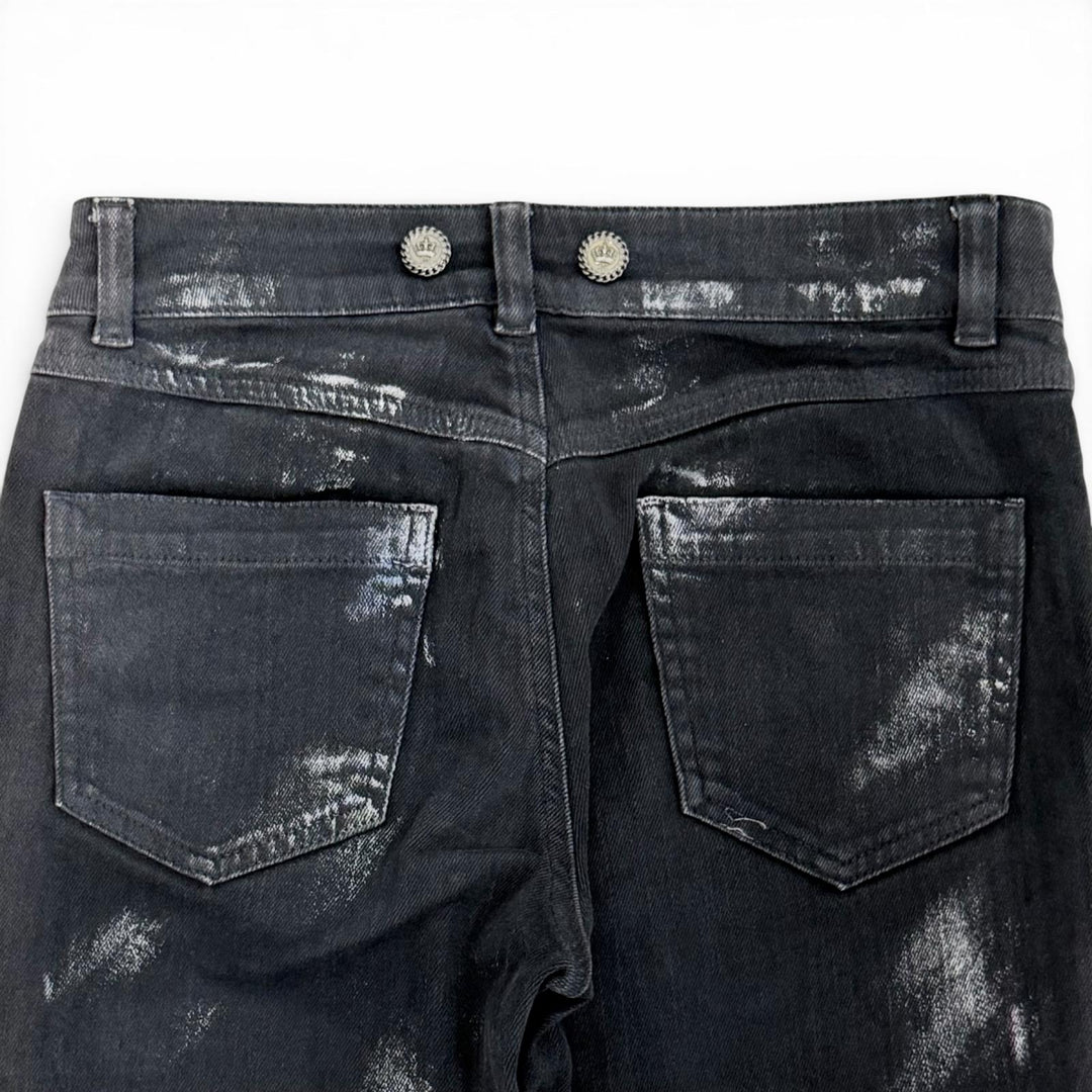 Great CHANEL Denim pants COCO Button Skinny Jeans black 36 08A P33427V23931