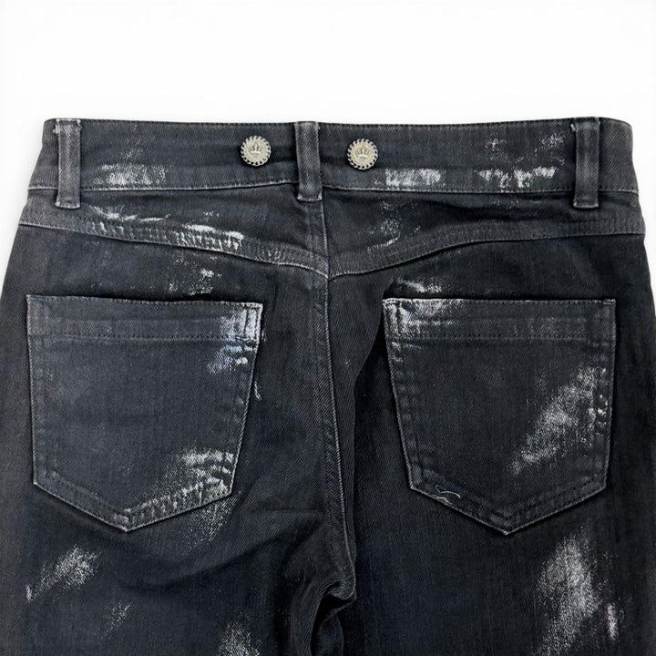 Great CHANEL Denim pants COCO Button Skinny Jeans black 36 08A P33427V23931
