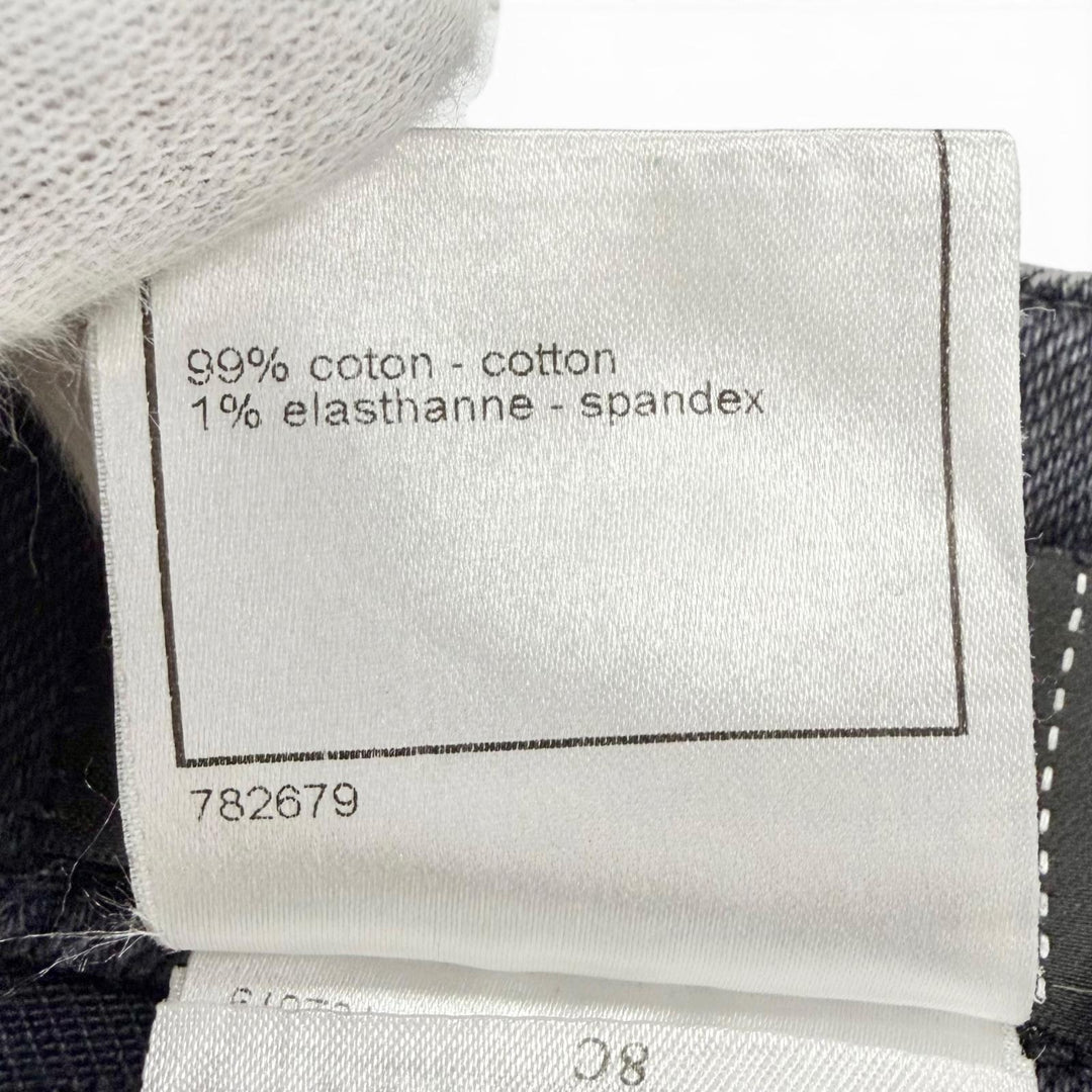Great CHANEL Denim pants COCO Button Skinny Jeans black 36 08A P33427V23931