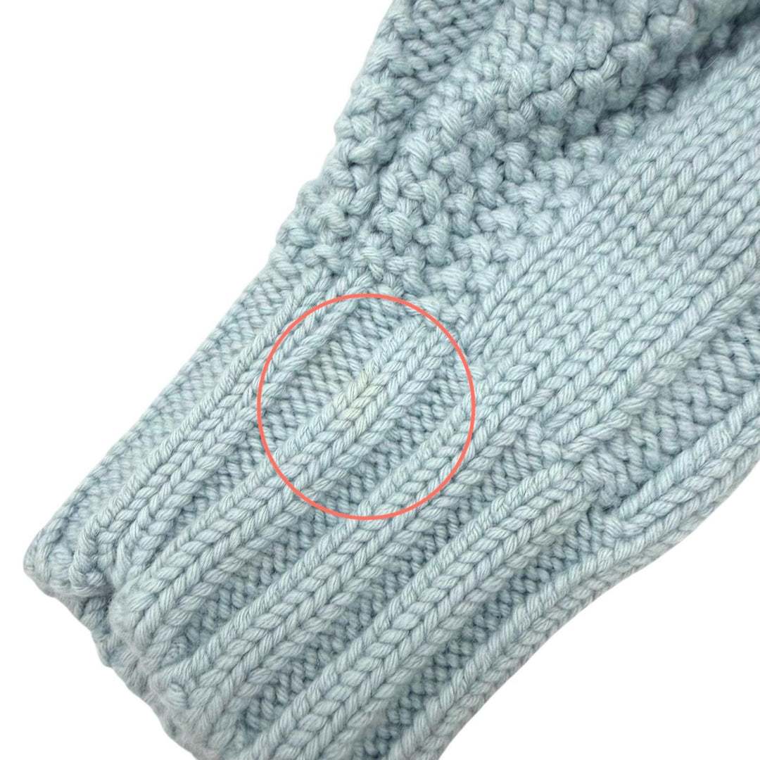 Great HERMES sweater York Torsade Turtleneck Knit Light blue wool mens S