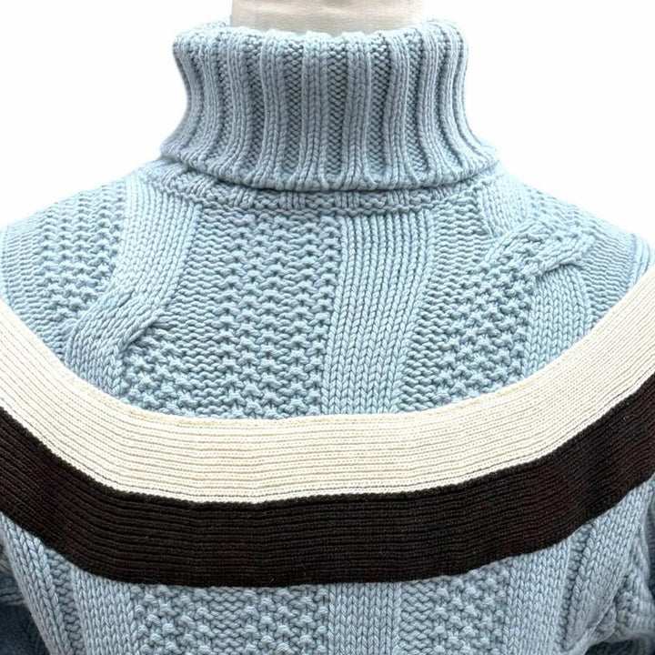 Great HERMES sweater York Torsade Turtleneck Knit Light blue wool mens S