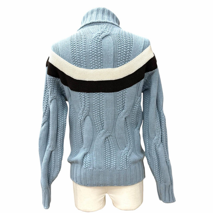 Great HERMES sweater York Torsade Turtleneck Knit Light blue wool mens S
