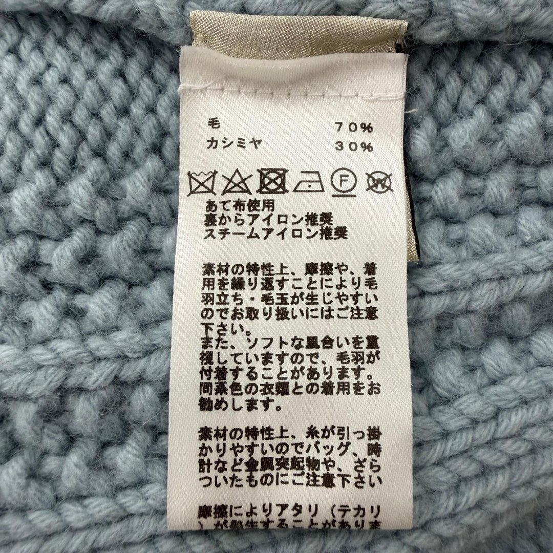 Great HERMES sweater York Torsade Turtleneck Knit Light blue wool mens S