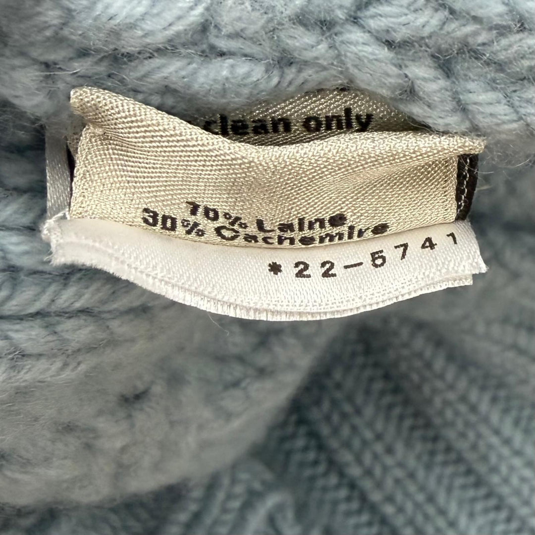 Great HERMES sweater York Torsade Turtleneck Knit Light blue wool mens S