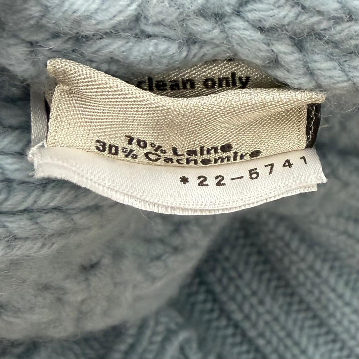 Great HERMES sweater York Torsade Turtleneck Knit Light blue wool mens S