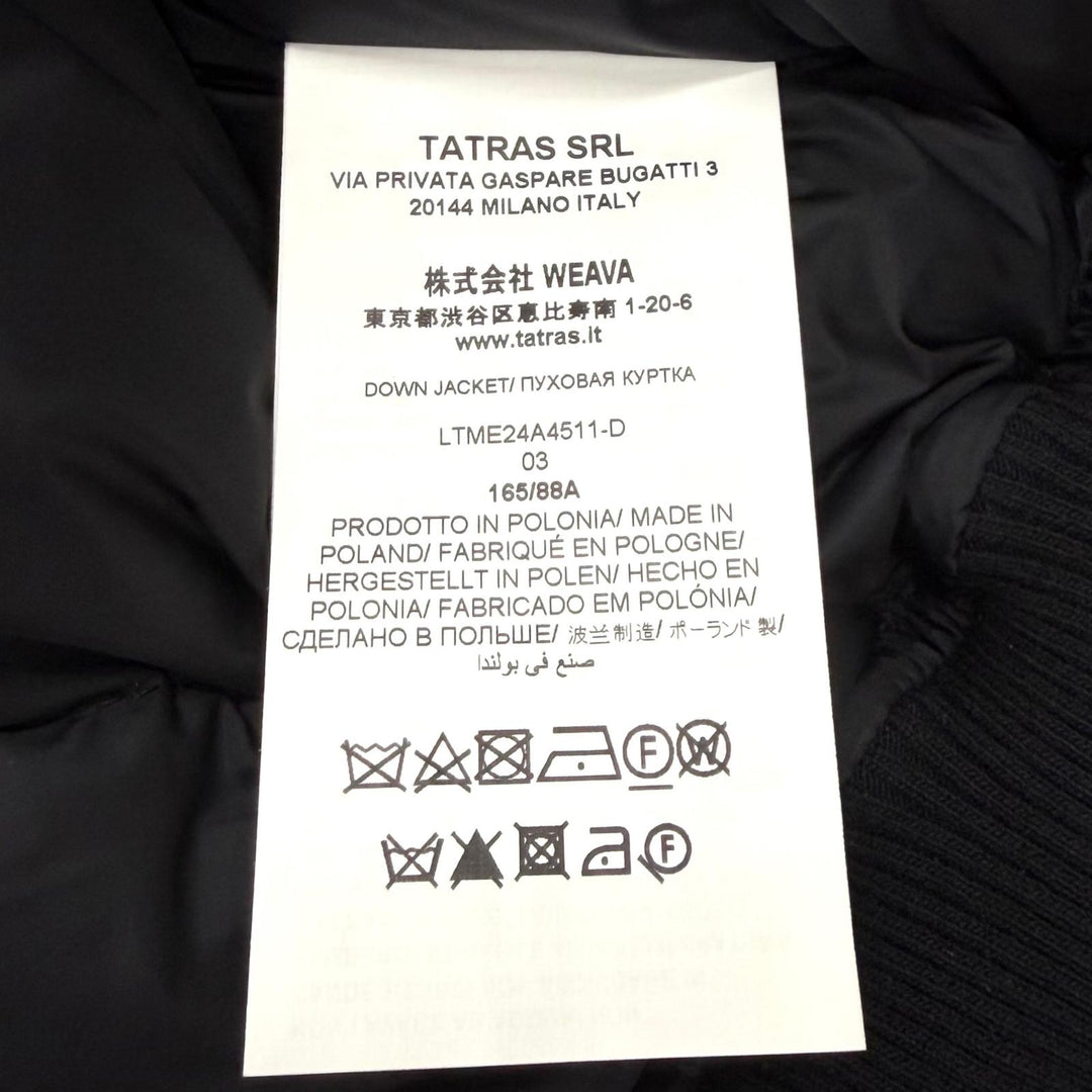 Excellent TATRAS Down jacket BESCI Logo patch ZIP UP black cotton 3 LTME24A4511