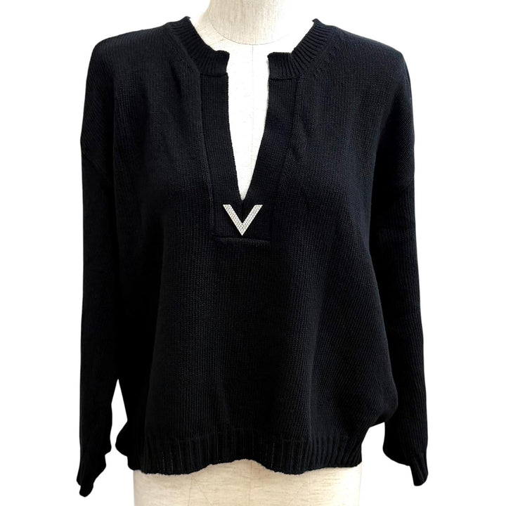 Great VALENTINO knit black Virgin wool Women XS 4B3KC53X8E4