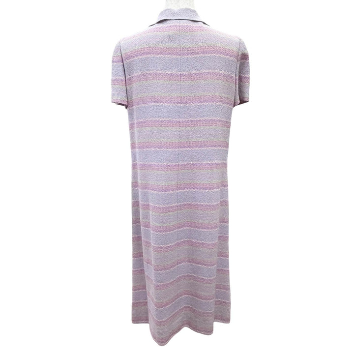 Great CHANEL one piece Square logobutton short-sleeved tweed 38 00C P14945V08265