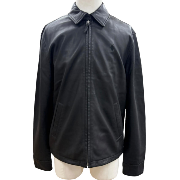 Great POLO RALPH LAUREN leather jacket black Sheep leather mens S 710671431001