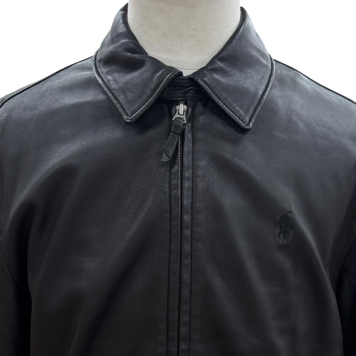 Great POLO RALPH LAUREN leather jacket black Sheep leather mens S 710671431001