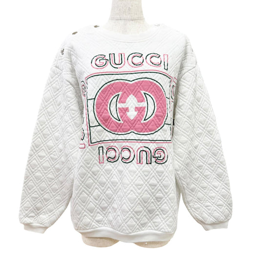 Great GUCCI sweat Logo quilted sweatshirt white cotton Women S 717400