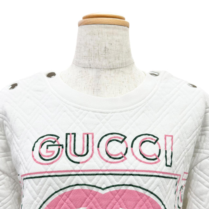 Great GUCCI sweat Logo quilted sweatshirt white cotton Women S 717400