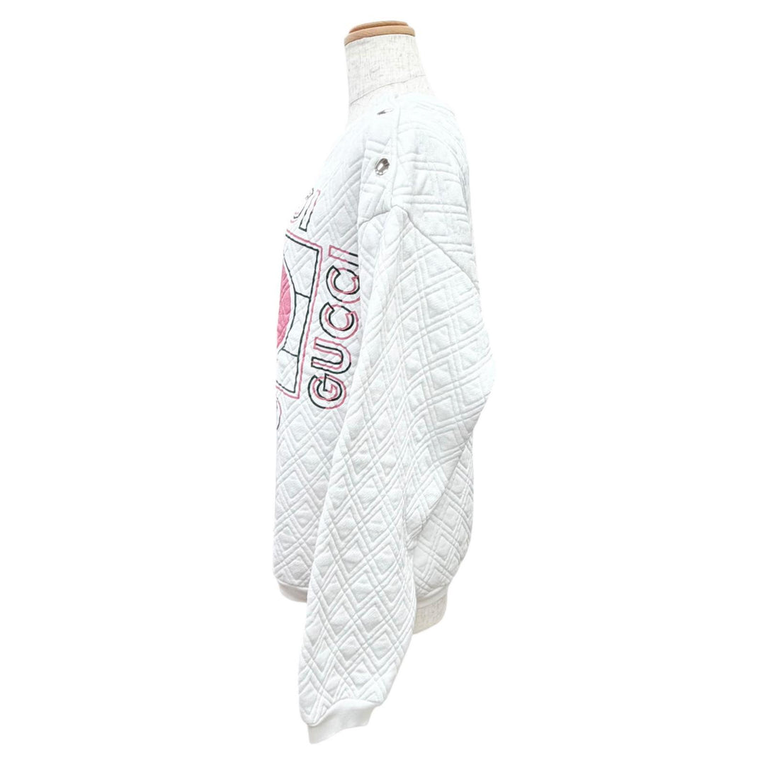 Great GUCCI sweat Logo quilted sweatshirt white cotton Women S 717400
