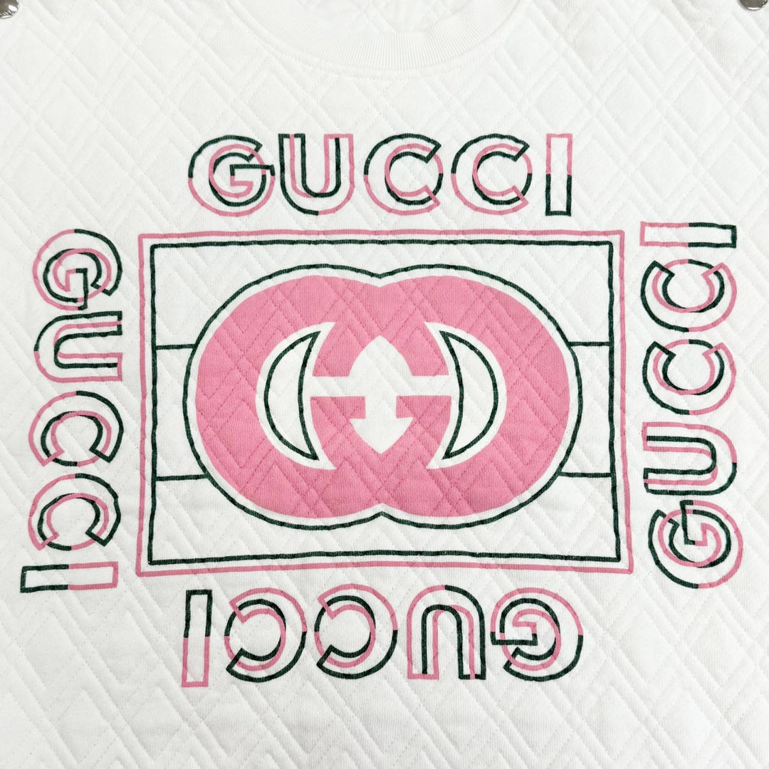 Great GUCCI sweat Logo quilted sweatshirt white cotton Women S 717400