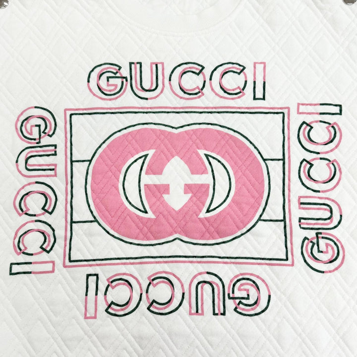 Great GUCCI sweat Logo quilted sweatshirt white cotton Women S 717400