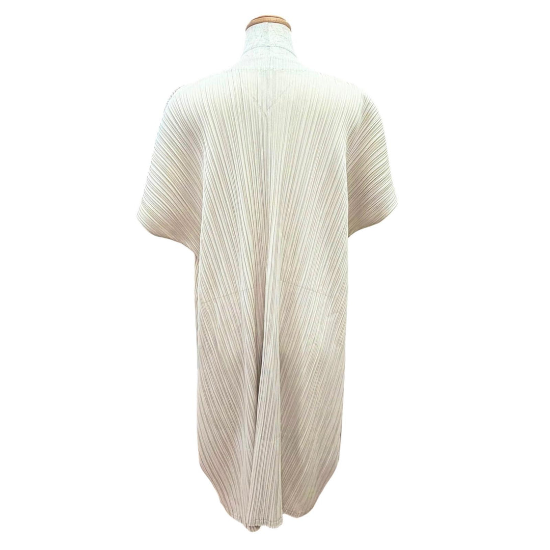 Excellent PLEATS PLEASE cardigan V-neck, short-sleeved, long beige 4 PP03-JA502
