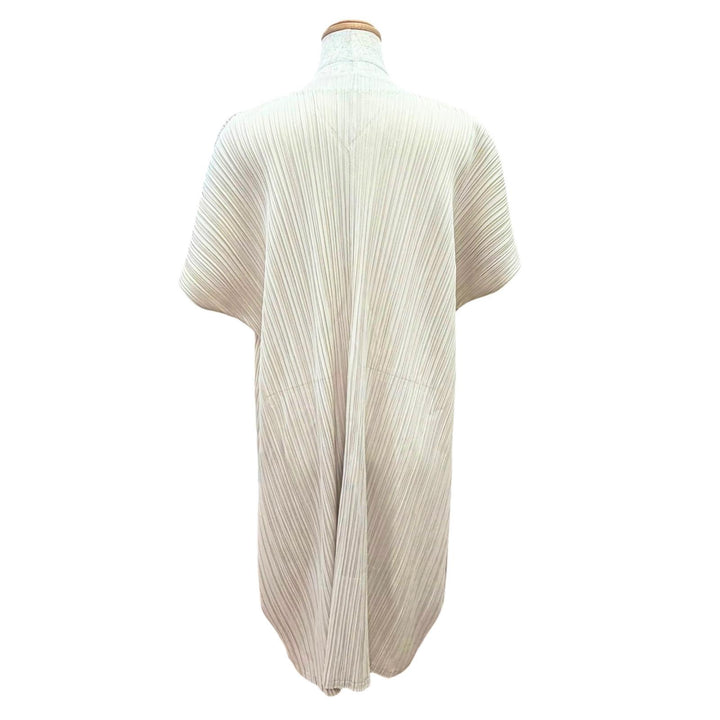 Excellent PLEATS PLEASE cardigan V-neck, short-sleeved, long beige 4 PP03-JA502