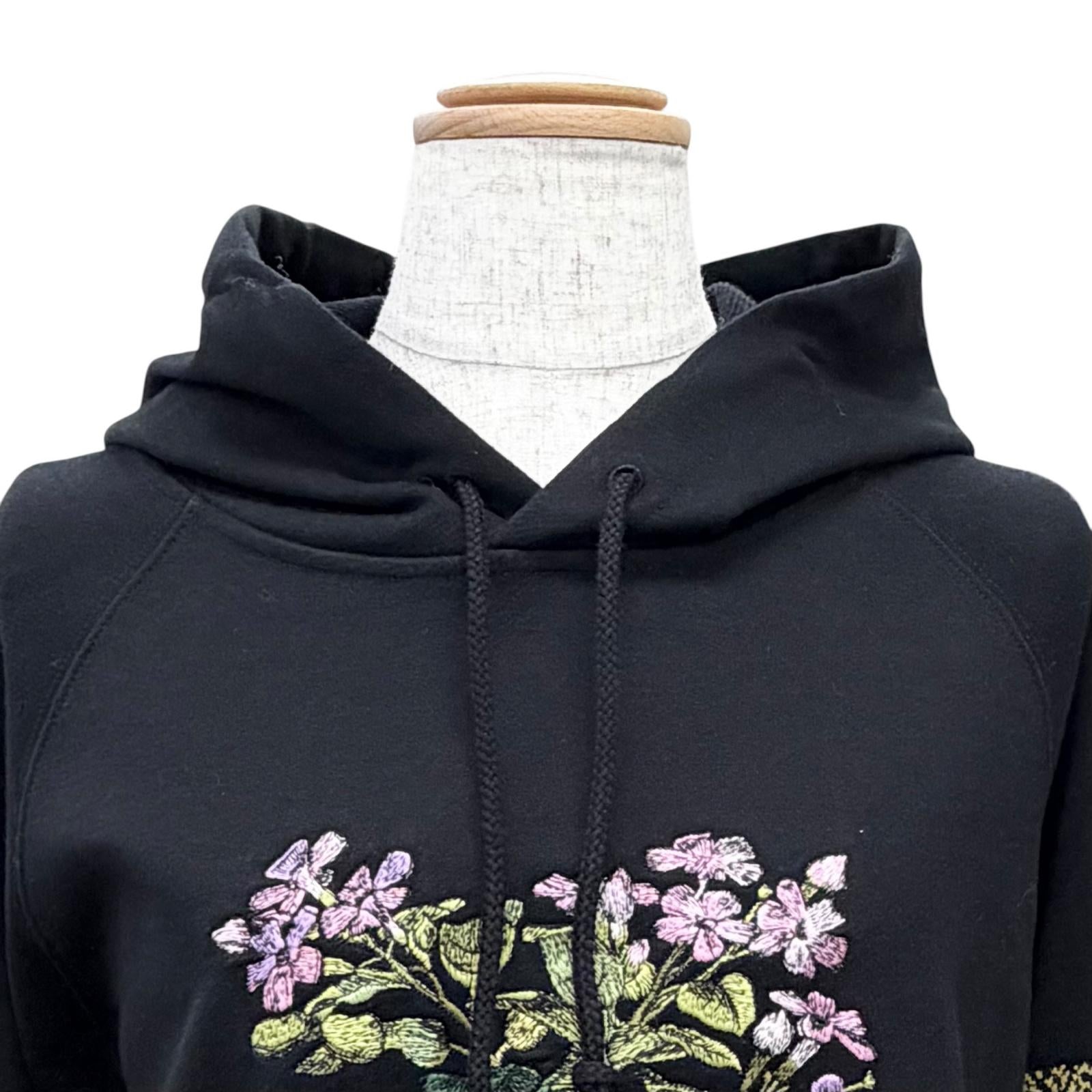 Excellent Christian Dior Flower Logo Embroidery Hoodie black XS