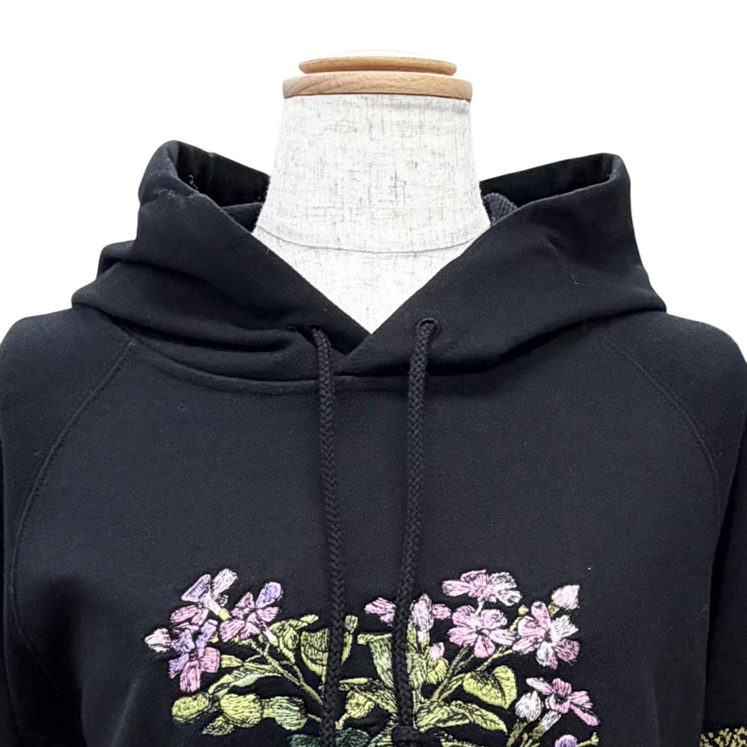 Excellent Christian Dior Flower Logo Embroidery Hoodie black XS 113S04A4013