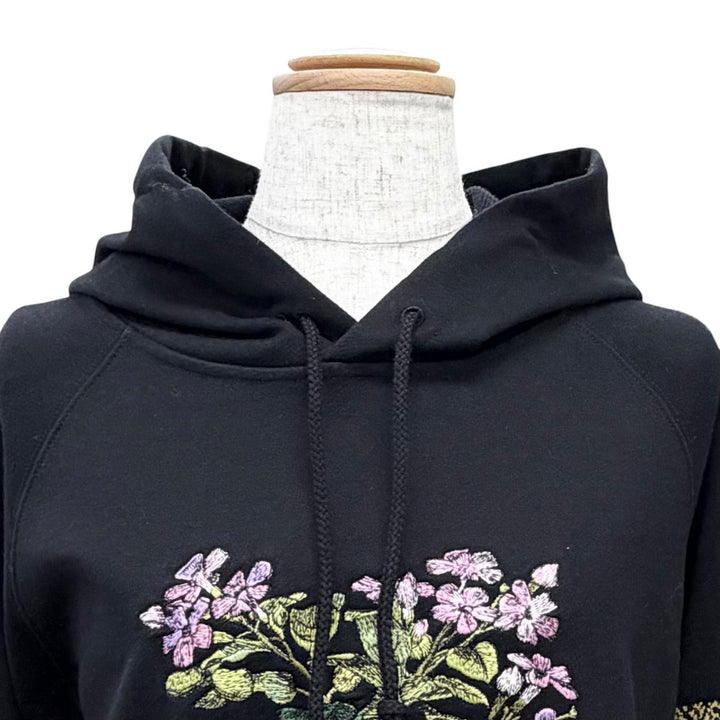 Excellent Christian Dior Flower Logo Embroidery Hoodie black XS 113S04A4013