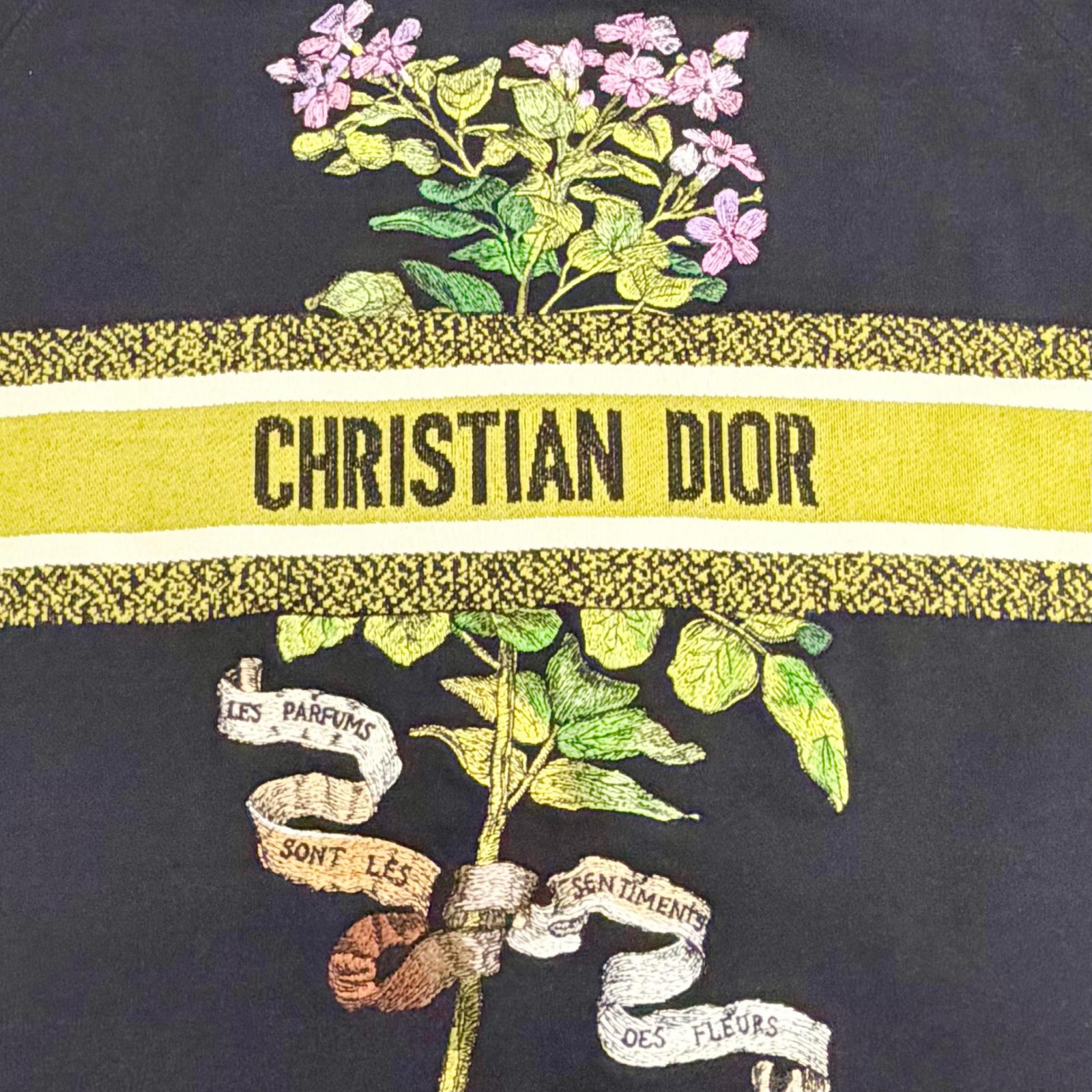 Excellent Christian Dior Flower Logo Embroidery Hoodie black XS