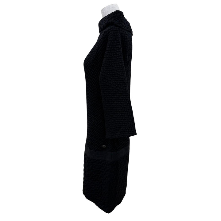 Great CHANEL one piece COCO Button Knit Long Sleeve black wool Women 36 P44558