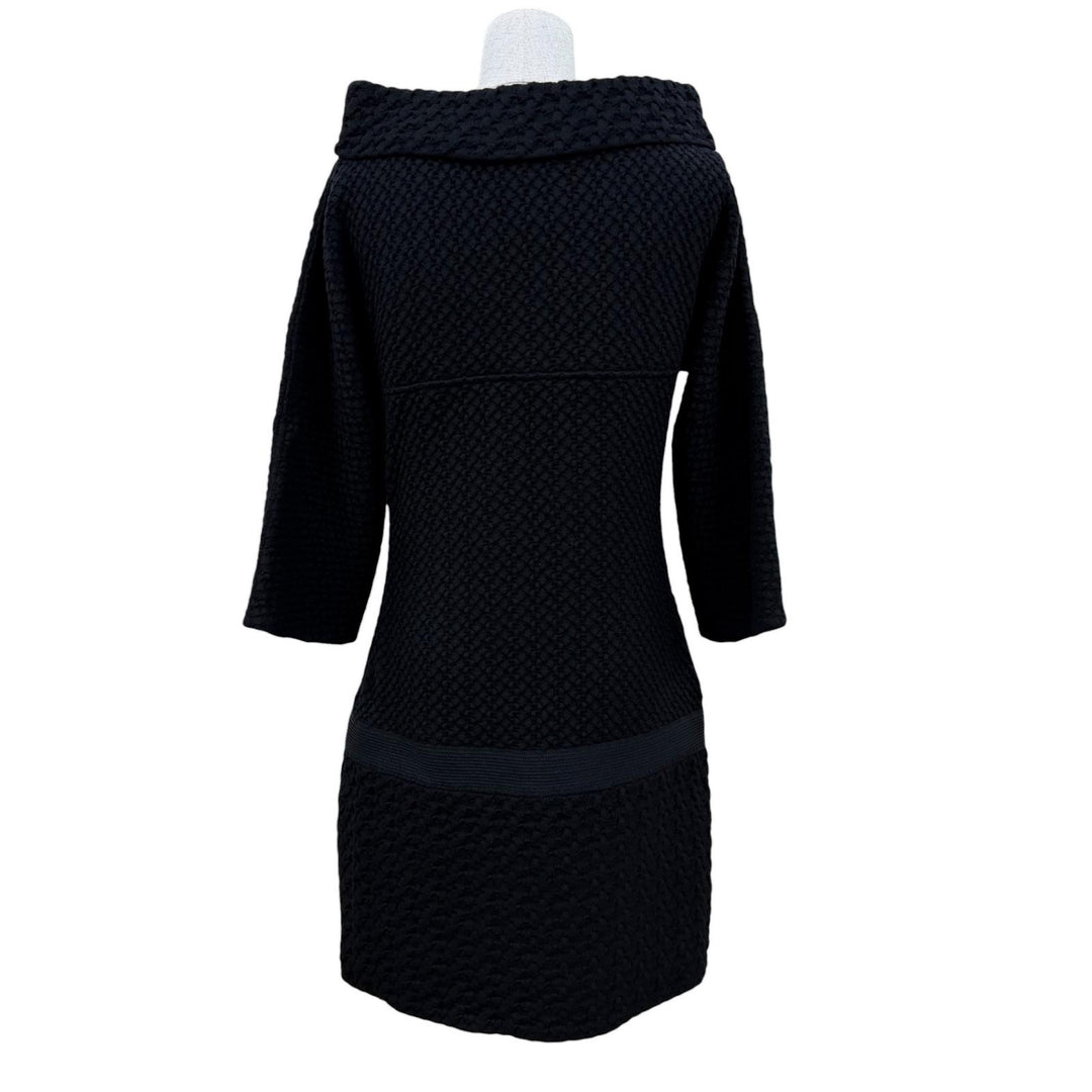 Great CHANEL one piece COCO Button Knit Long Sleeve black wool Women 36 P44558
