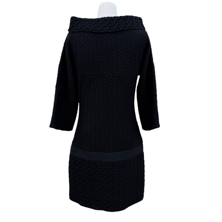 Great CHANEL one piece COCO Button Knit Long Sleeve black wool Women 36 P44558