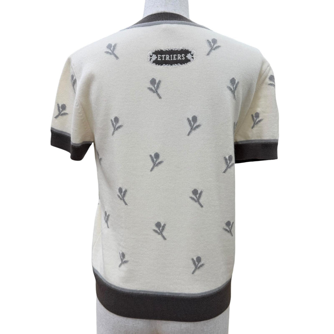 Pristine HERMES Short sleeve knit Etriers beige wool Women 38 4E2624D5