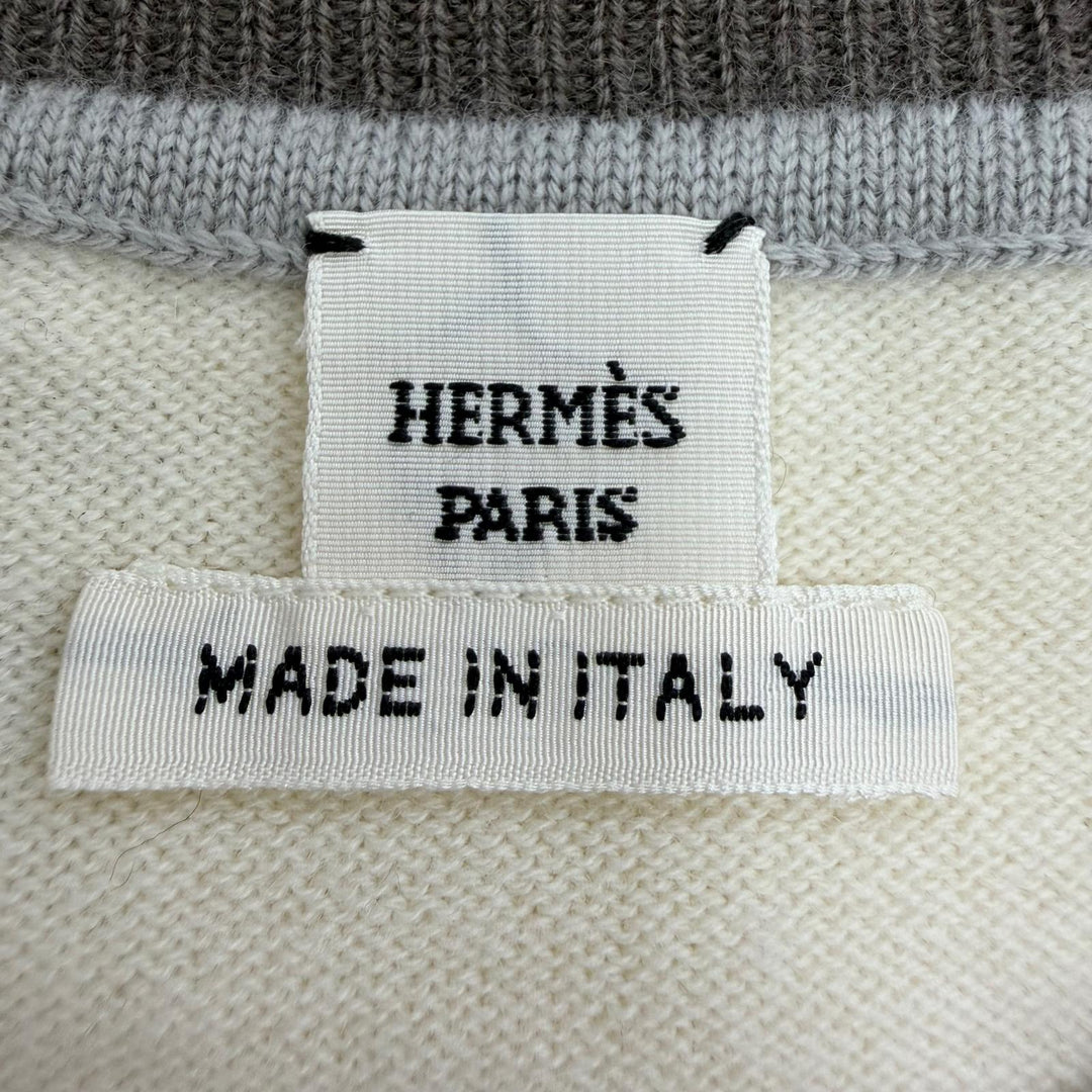 Pristine HERMES Short sleeve knit Etriers beige wool Women 38 4E2624D5