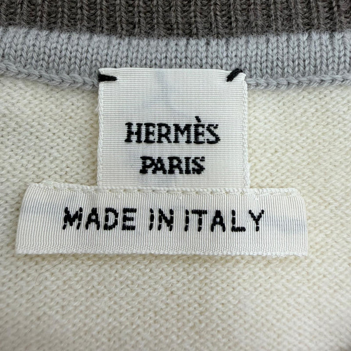 Pristine HERMES Short sleeve knit Etriers beige wool Women 38 4E2624D5