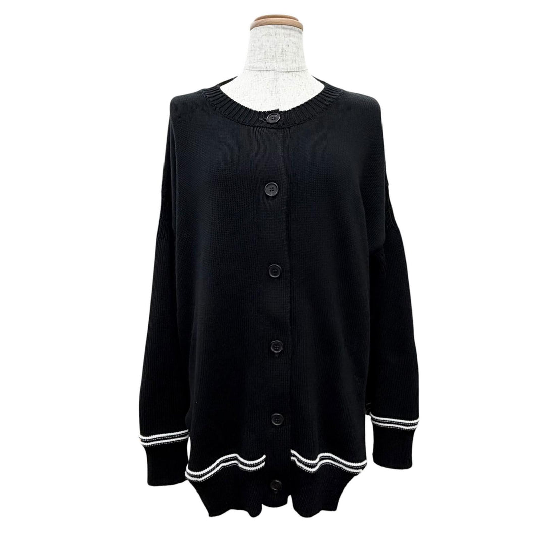 Excellent MARNI cardigan Intarsia logo kimono sleeve black 40 CDMD0309Q0