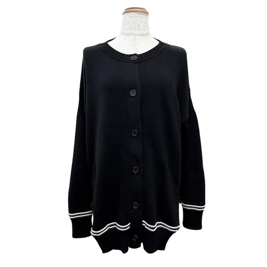 Excellent MARNI cardigan Intarsia logo kimono sleeve black 40 CDMD0309Q0
